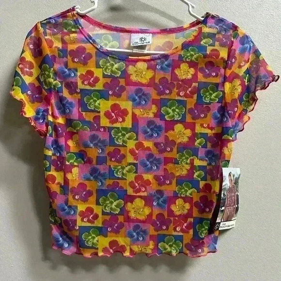 NWT | 90s No Boundaries Floral Swim Cover Crop Top | Women’s M - Picture 1 of 6